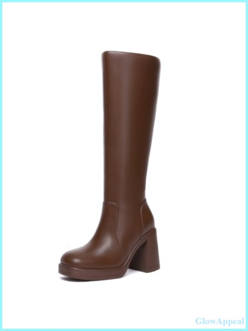Wide Calf Knee High Platform Boots with Side Zipper Square Toe
